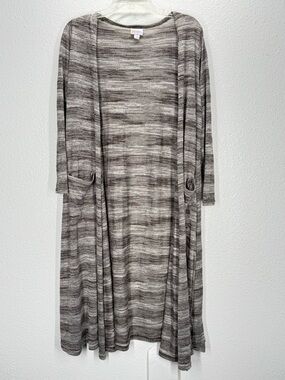 LulaRoe Sarah Duster Open Cardigan Small Brown Tones Lightweight